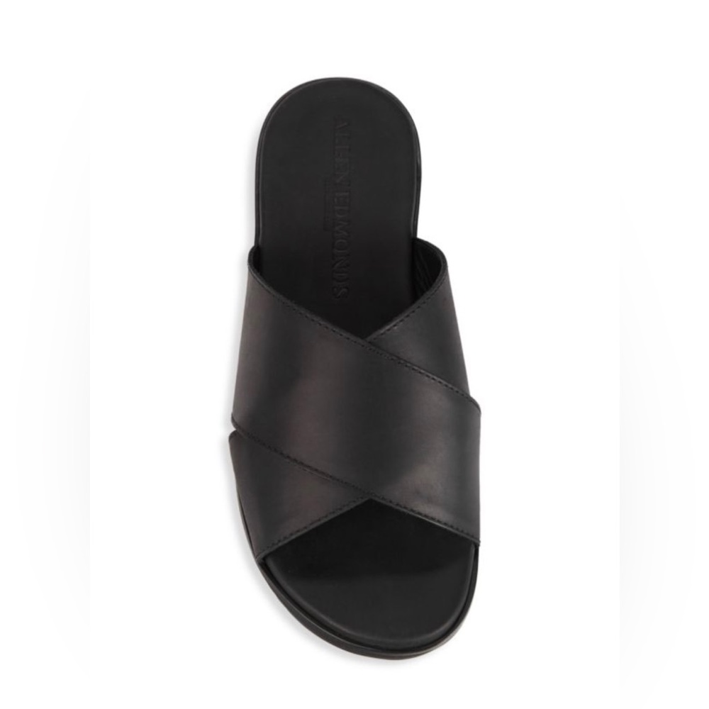 ALLEN EDMONDS Oscar Black Leather Sandals, Sz 9